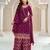 Wine heavy chinon jacquars silk full stitched free size upto 44 palazzo suits
