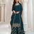 Teal heavy chinon jacquars silk full stitched free size upto 44 palazzo suits