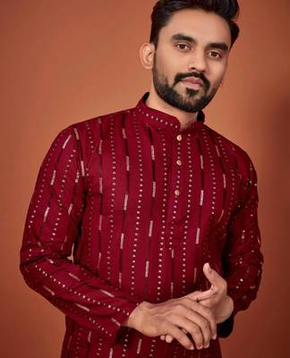 Traditional wear readymade men's kurta pyjama 4