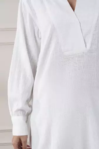 Women white cotton top with flared pants