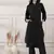 Women black cotton dress with button