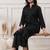 Women black cotton dress with button