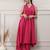 Women fuchsia cotton a-line midi dress with pants