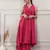 Women fuchsia cotton a-line midi dress with pants