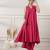 Women fuchsia cotton a-line midi dress with pants
