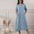 Women smoke blue v-neck dress
