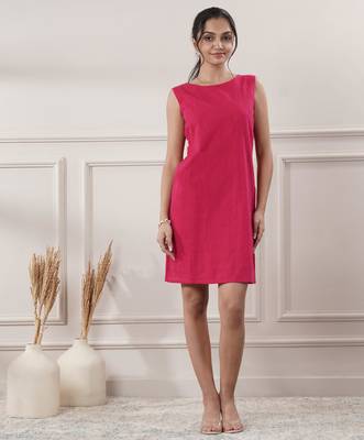 Women fuchsia short dress 1