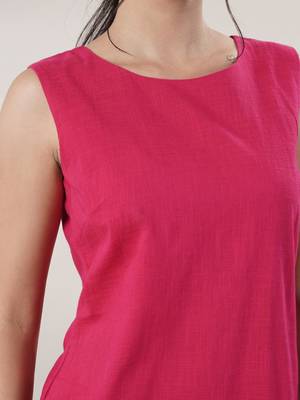 Women fuchsia short dress 3
