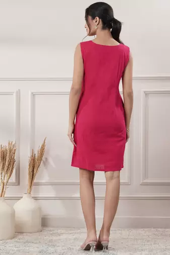 Women fuchsia short dress