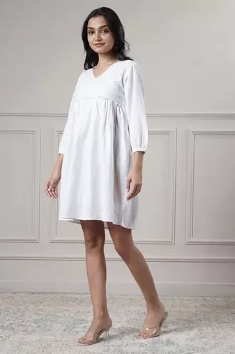 Women white short dress