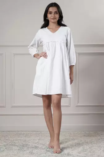 Women white short dress
