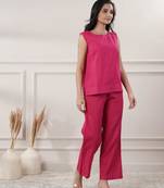 Women fuchsia cotton yoga set