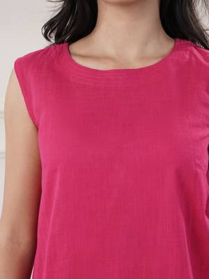 Women fuchsia cotton yoga set 3
