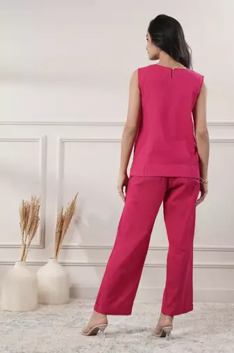 Women fuchsia cotton yoga set