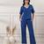 Women royal blue co-ord set v neck