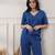 Women royal blue co-ord set v neck