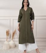 Women khakhi v - neck dress