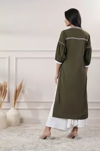Women khakhi v - neck dress