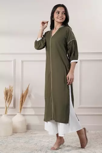 Women khakhi v - neck dress
