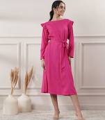 Women rayon pink midi dress