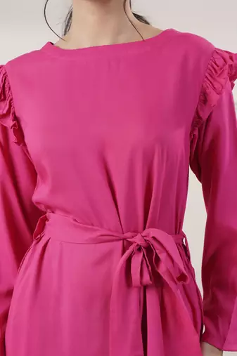Women rayon pink midi dress