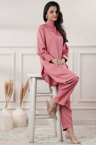 Women rayon peach co-ord set
