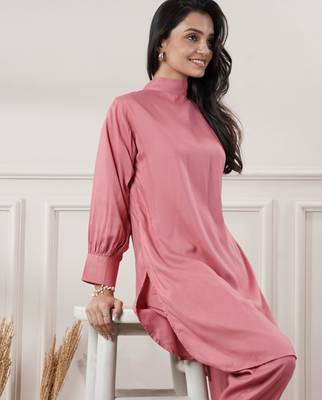 Women rayon peach co-ord set 2