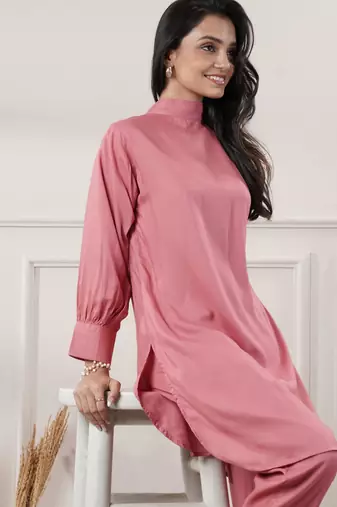Women rayon peach co-ord set