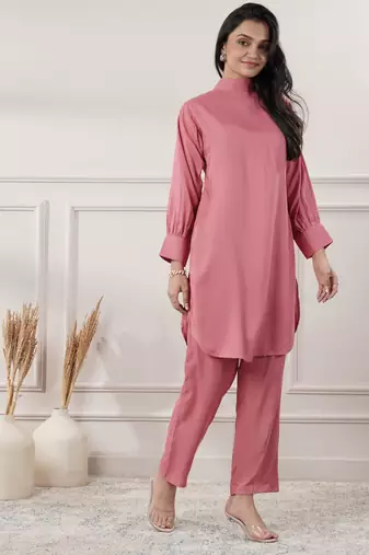 Women rayon peach co-ord set