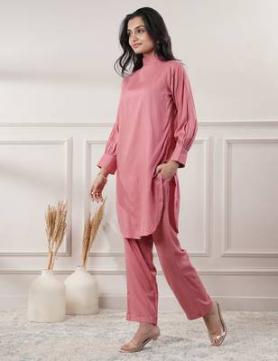 Women rayon peach co-ord set 4