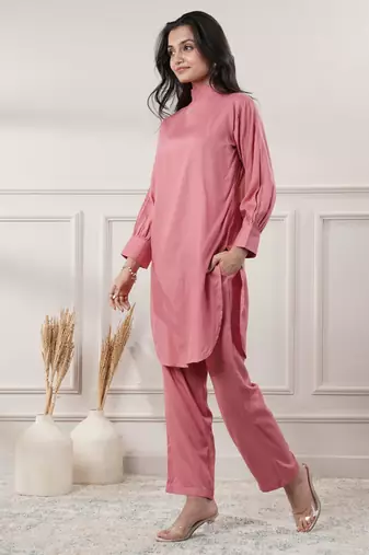 Women rayon peach co-ord set