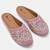 Pairs4u women's peach canvas mojari jutti ethnic embroidered slip-on flats with comfortable pvc sole for women & girls