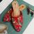 Pairs4u women's embroidered red canvas juttis ethnic slip-on flats with pvc sole