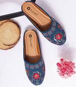 Pairs4u women's ethnic embroidered canvas jutti - comfortable slip-on punjabi flats with pvc sole for women & girls