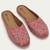 Pairs4u women's peach embroidered canvas juttis - ethnic slip-on flats with comfortable pvc sole