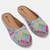 Pairs4u women's grey embroidered canvas juttis - ethnic slip-on flats with stylish toe and comfortable pvc sole
