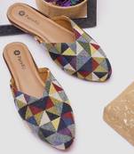 Pairs4u women's ethnic canvas juttis - embroidered slip-on flats with pvc sole for comfort & style