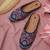 Pairs4u women's ethnic jutti in rama - embroidered canvas slip-on flats with stylised toe & comfortable pvc sole