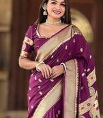 Wine Color Maharastrian Paithani Silk Saree