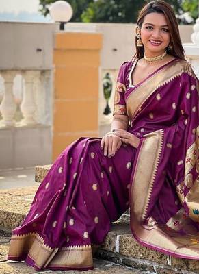 Wine Color Maharastrian Paithani Silk Saree 4
