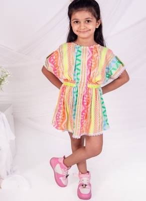 Multicolor embroidered faux polyester dress 1