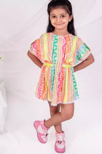 Multicolor embroidered faux polyester dress