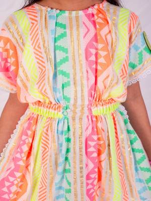 Multicolor embroidered faux polyester dress 3