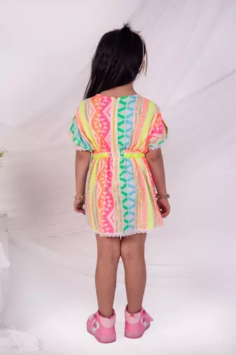 Multicolor embroidered faux polyester dress