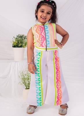 Multicolor printed faux polyester co ord set 1