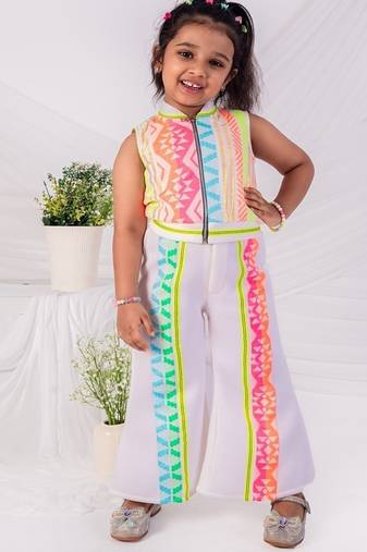 Multicolor printed faux polyester co ord set