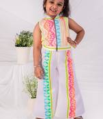 Multicolor printed faux polyester co ord set