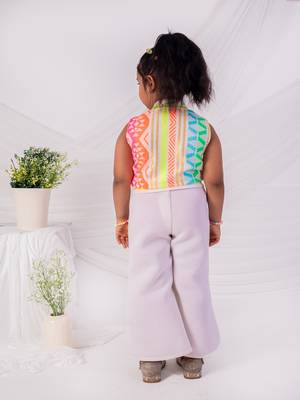 Multicolor printed faux polyester co ord set 2
