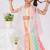 Multicolor printed organza  three piece co ord set
