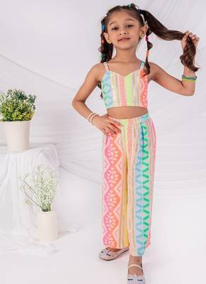 Multicolor printed faux polyester co ord set 2